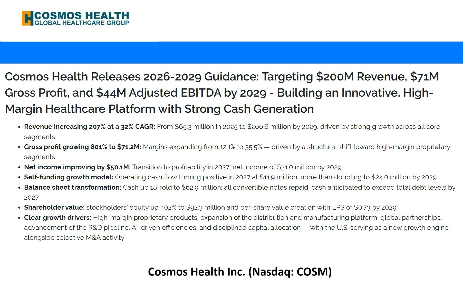 Cosmos Health, Inc.