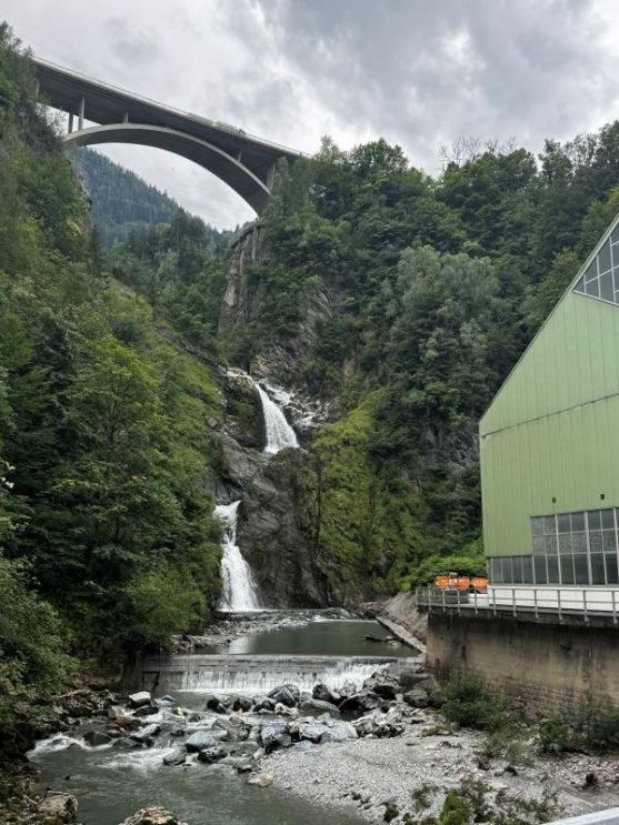Local hydroelectric power and local water cooling